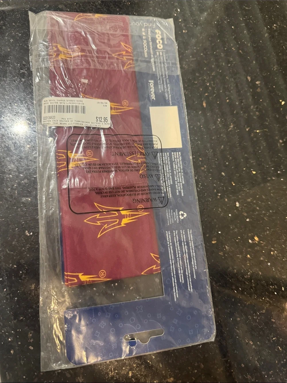 ASU team Gaiter Scarf - Maroon with Gold Logo